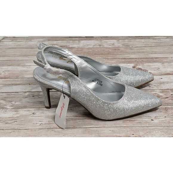 Vepose New York CJY026 Womens Size 8 Silver Pointed Toe Kitten Pump Heels - Picture 4 of 10